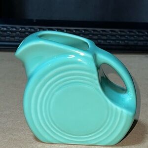 Vintage Turquoise Blue Mini 3" Fiesta Ware Mini Disc Pitcher Homer Laughlin